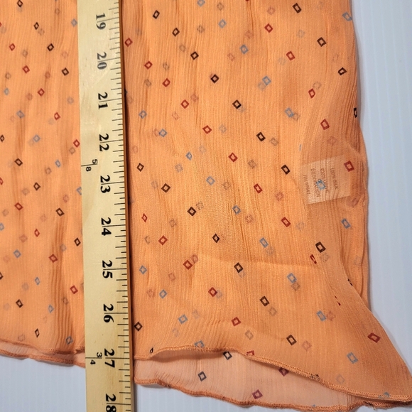 J.Jill 100% Silk Print Tie Front Blouse Womens XL New MSRP $78 Peach Coral Sheer - Picture 6 of 9